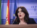 La vicesecretaria general del PSOE andaluz, Ángeles Férriz, en rueda de prensa