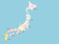 Mapa político de Japón sin sus islas adicionales