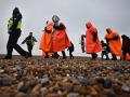 Inmigrantes que trataban de cruzar el Canal de la Mancha, el pasado mes de diciembre