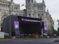 Imagen del escenario montado en la Plaza de Cibeles, Madrid