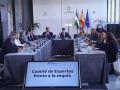 El presidente de la Junta de Andalucía, Juanma Moreno, durante la tercera reunión del Comité de Expertos frente a la sequía
