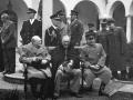 Conference of the Big Three at Yalta makes final plans for the defeat of Germany.  Here the "Big Three" sit on the patio together, Prime Minister Winston S. Churchill, President Franklin D. Roosevelt, and Premier Josef Stalin.  February 1945. (Army)
Exact Date Shot Unknown
NARA FILE #:  111-SC-260486
WAR & CONFLICT BOOK #:  750
