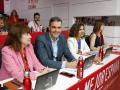 El presidente del Gobierno, Pedro Sánchez (2i) junto con la ministra de Hacienda, María Jesús Montero (2d) y la presidenta del PSOE, Cristina Narbona (i) presiden este sábado la reunión del Comité Federal del PSOE en la sede del partido en Madrid. EFE/JJ Guillén