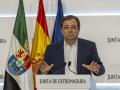 El presidente en funciones de la Junta de Extremadura, Guillermo Fernández Vara, en rueda de prensa tras la reunión del Consejo de Gobierno