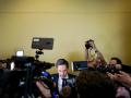 The Hague (Netherlands), 10/07/2023.- Dutch outgoing Prime Minister Mark Rutte speaks to the press during a break, after his statement about the fall of the cabinet in The Hague, The Netherlands, 10 July 2023. Rutte's fourth cabinet fell over disagreements about asylum policy. He announced his resignation on 07 July citing irreconcilable differences within his four-party coalition about how to rein in migration. (Países Bajos; Holanda, La Haya) EFE/EPA/REMKO DE WAAL