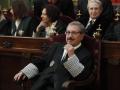 El todavía presidente del Consejo General del Poder Judicial (CGPJ), Rafael Mozo, y algunos de los vocales del órgano tras él