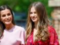 Spanish Queen Letizia and Princess of Asturias Leonor de Borbon during the confirmation of Sofia de Borbon in Madrid on Thursday, 25 May 2023.