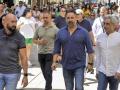 El líder de VOX, Santiago Abascal (c), durante su visita a Albacete, este viernes