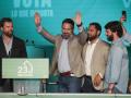 El presidente de Vox, Santiago Abascal, comparece ante los medios de comunicación en su sede de Madrid