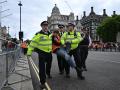 Unos policías detienen a un activista climático en Londres
