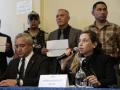 El general Patricio Carrillo y Andrea González Nader durante una rueda de prensa tras el asesinato de Villavicencio