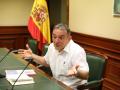 El diputado de Unidas Podemos,  Enrique Santiago, durante su intervención en la reunión con asociaciones y colectivos de Memoria Democrática en Madrid
