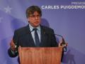 El expresidente fugado catalán Carles Puigdemont durante la rueda de prensa en Bruselas