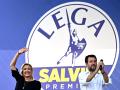 Matteo Salvini, líder de La Liga y vicepresidente del Gobierno italiano, junto a Marine Le Pen, líder del partido Agrupación Nacional,