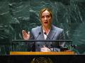 New York (United States), 21/09/2023.- Prime Minister of Italy Giorgia Meloni speaks during the 78th session of the United Nations General Assembly at the United Nations Headquarters in New York, New York, USA, 20 September 2023. (Italia, Nueva York) EFE/EPA/MIGUEL RODRIGUEZ