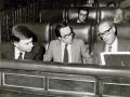 El entonces presidente del Gobierno, Felipe González, junto a Alfonso Guerra y a Miguel Boyer en el Congreso