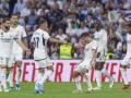 La celebración de Brahim, en su primer gol con el Real Madrid, con Lucas Vázquez, autor de la asistencia