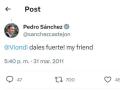 Pedro Sánchez y sus 'ánimos' a Daniel Viondi