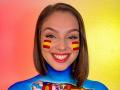 Alicia Catalán, en la imagen de portada de su vídeo viral de Instagram por el Día de la Hispanidad
