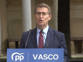 El presidente del PP, Alberto Núñez Feijóo, en Guernica