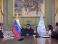 El presidente de Venezuela, Nicolás Maduro, durante una reunión con una comisión especial de Naciones Unidas
