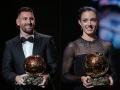 Leo Messi y Aitana Bonmatí con su Balón de Oro 2023