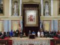La presidenta del Congreso, Francina Armengol (i), pronuncia un discurso ante los reyes de España, Felipe VI y Letizia, la princesa Leonor (5i), la infanta Sofía (4d)