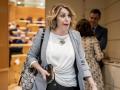 La senadora socialista Susana Díaz, a la salida de una sesión de control en el Senado