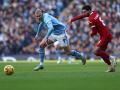 Haaland, gran estrella del Manchester City, en el duelo de su equipo ante el Liverpool