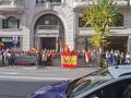Banderas españolas en una concentración frente a la sede del PSOE en Bilbao