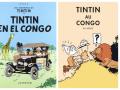 Portada original y portada actual de Tintín en el Congo