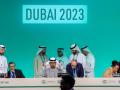 El presidente de la COP28, Sultan Ahmed Al Jaber, se prepara para una sesión durante la cumbre climática
