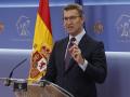 Alberto Núñez Feijóo durante su comparecencia ante la prensa