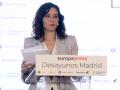 La presidenta de la Comunidad de Madrid, Isabel Díaz Ayuso, interviene durante el desayuno de Europa Press