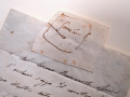 El dibujo, junto con la carta de su descendiente, atribuido a Miguel Ángel