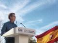 El presidente del Partido Popular, Alberto Núñez Feijóo, interviene durante una manifestación convocada por el PP