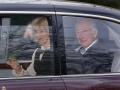 King Charles III and Queen Camilla leave Clarence House in London following the announcement of King Charles III's cancer diagnosis on Monday evening.