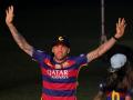 Dani Alves celebrando un título con el FC Barcelona
