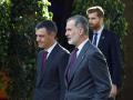 El rey Felipe VI y el presidente del gobierno, Pedro Sánchez, a su llegada a la Fira de Barcelona para el acto oficial de inauguración del MWC 2024