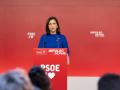 La portavoz del PSOE, Esther Peña, durante la rueda de prensa de este lunes
