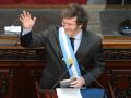 El presidente de Argentina, Javier Milei, durante un discurso en el Congreso