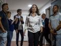 La líder opositora María Corina Machado llega este miércoles a la sede del partido político Vente Venezuela (VV), en Caracas (Venezuela)