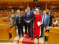 El líder del PSdeG, José Ramón Gómez Besteiro y los diptados del PSdeG durante la sesión de constitución del Parlamento de Galicia
