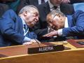 El representante chino y el argelino hablan antes de votar en contra en el Consejo de Seguridad