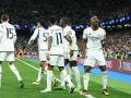 Los jugadores del Real Madrid celebran un gol en el partido de ida