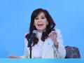 La expresidenta de Argentina Cristina Fernández de Kirchner habla durante la inauguración del micro Estadio "Néstor Kirchner"