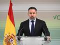 El líder de Vox, Santiago Abascal, comparece ante la prensa para valorar la decisión de Sánchez