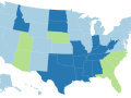 Mapa de Estados Unidos y el aborto