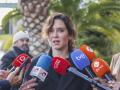 Politician Isabel Diaz Ayuso arriving at the mortuary of Victoria Prego in Madrid. March 1 2024