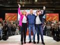 Pedro Sánchez, Salvador Illa y Lluïsa Moret en el mitin de Sant Boi